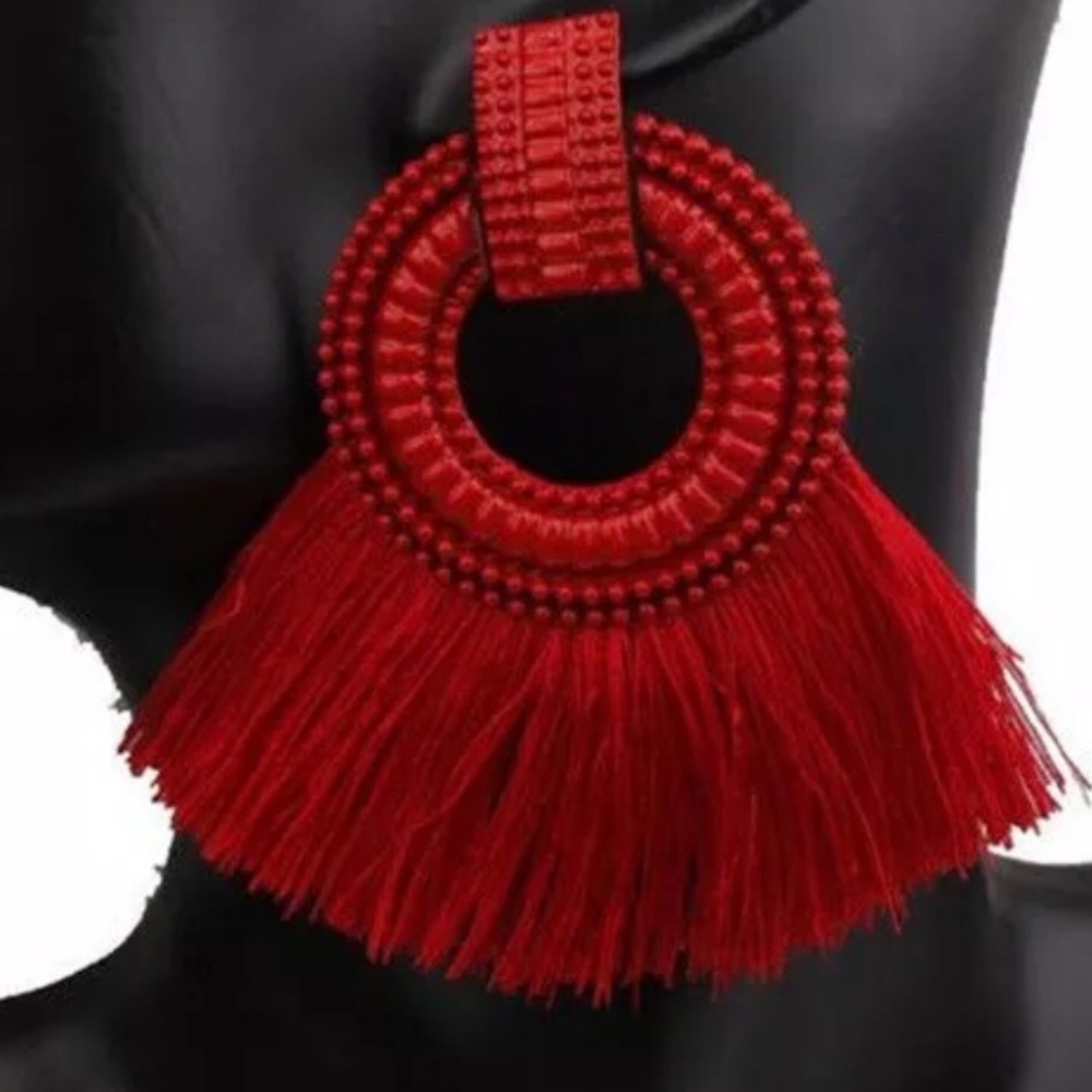 NWT earrings tassels red